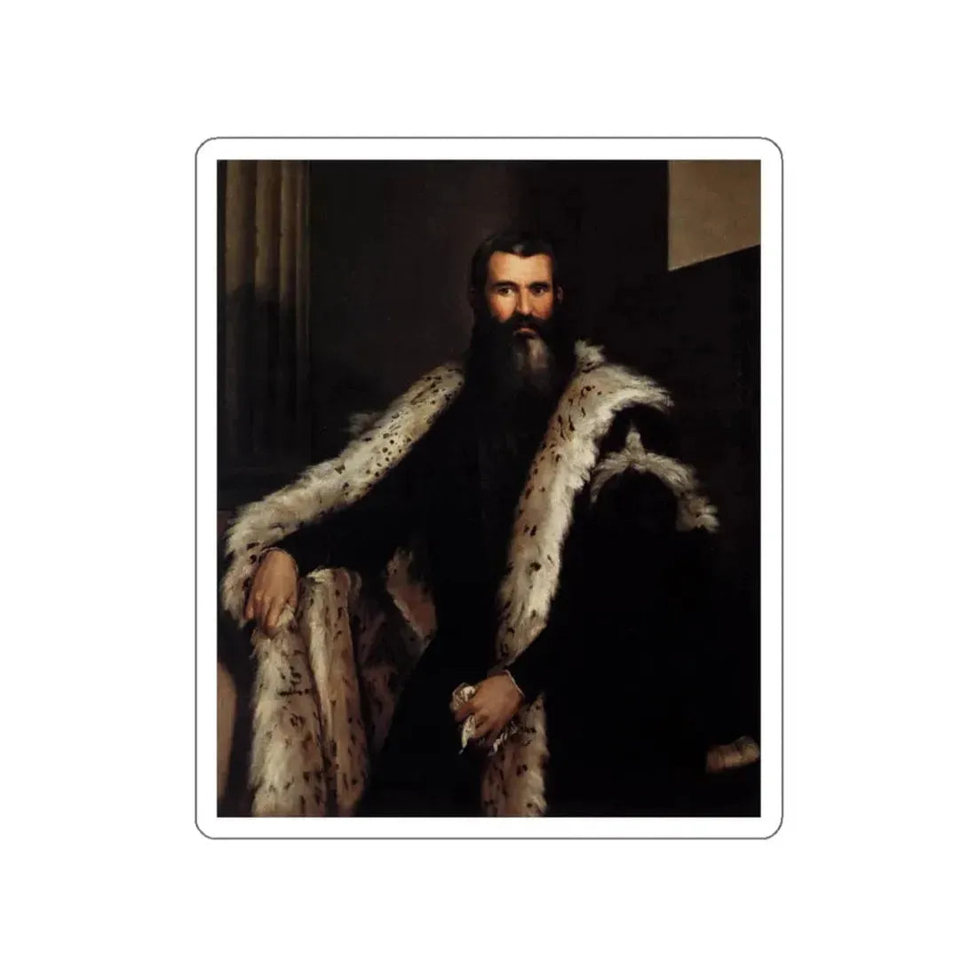 VERONESE, Paolo - Gentleman in a Lynx Fur (Artwork) STICKER Vinyl Die-Cut Decal White Die-Cut 3 Inch - The Sticker Space