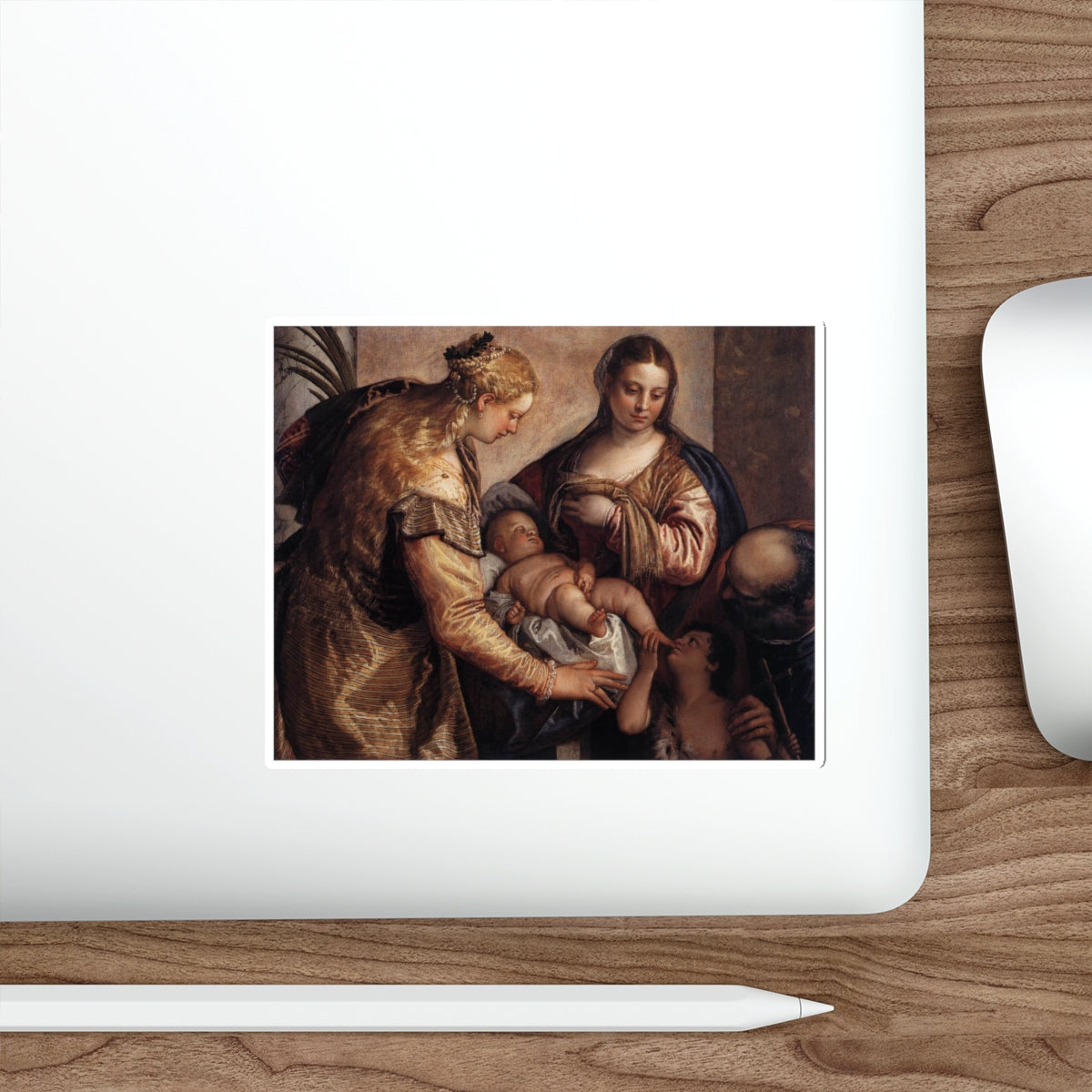 VERONESE, Paolo - Holy Family with St Barbara and the Infant St John (Artwork) STICKER Vinyl Die-Cut Decal-The Sticker Space