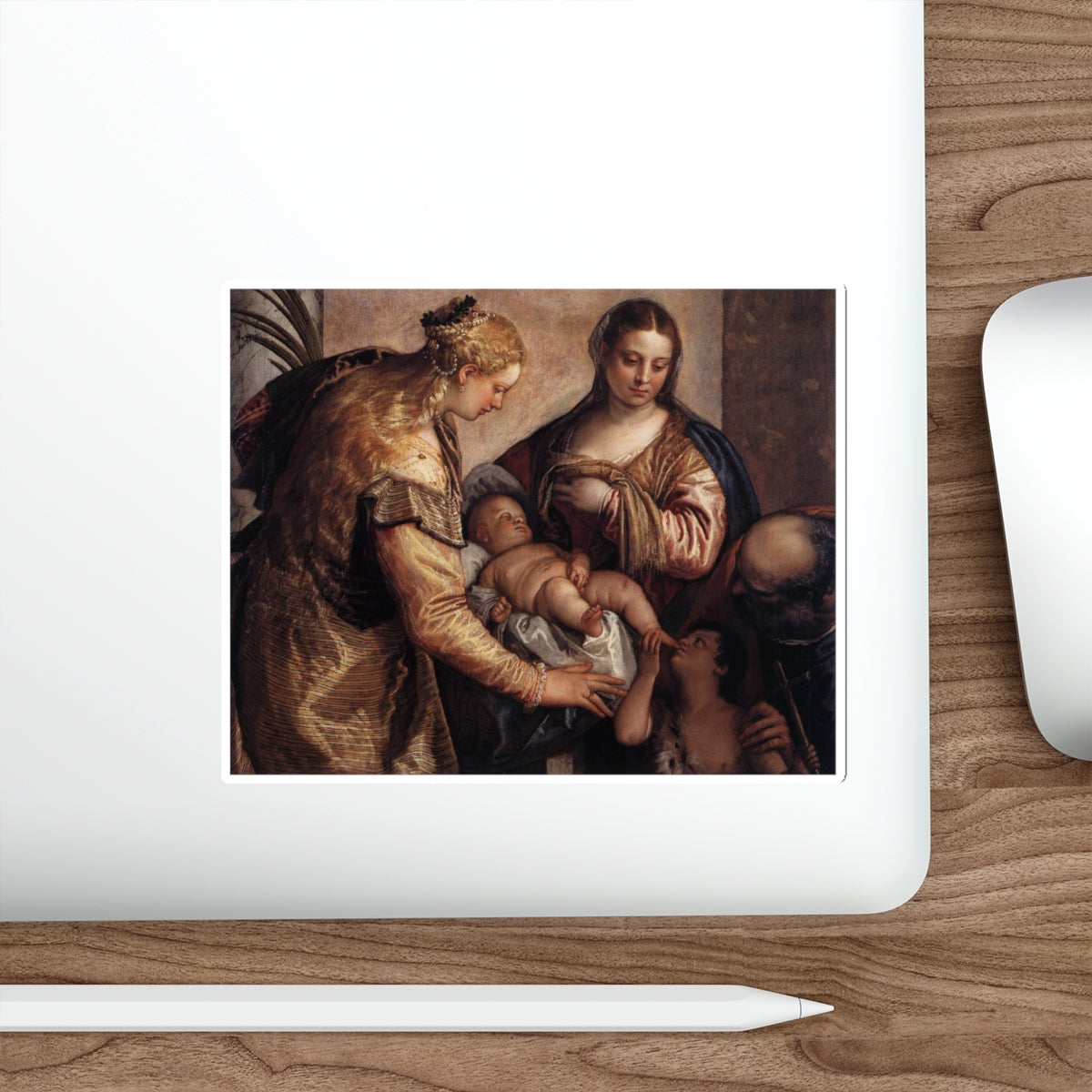 VERONESE, Paolo - Holy Family with St Barbara and the Infant St John (Artwork) STICKER Vinyl Die-Cut Decal-The Sticker Space