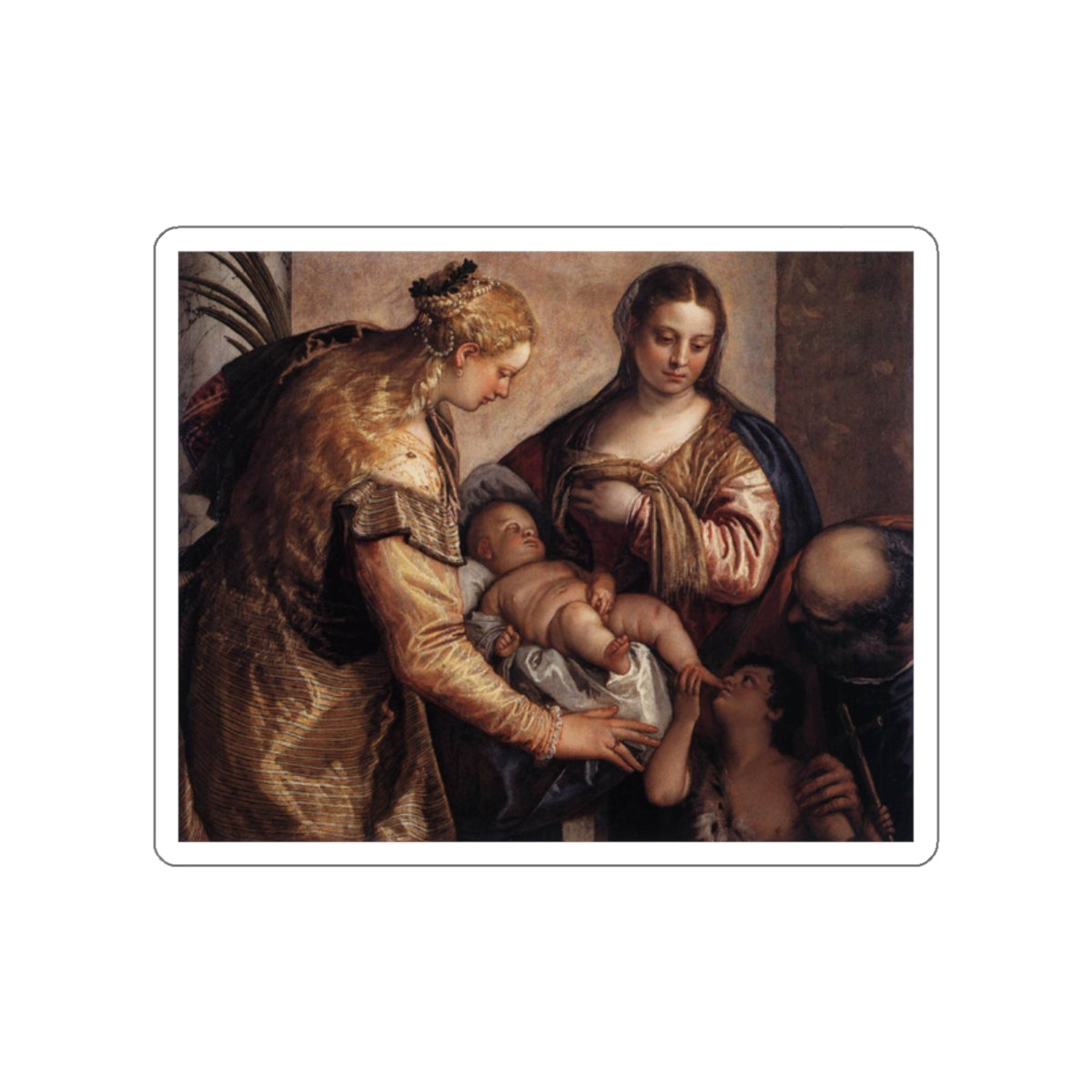 VERONESE, Paolo - Holy Family with St Barbara and the Infant St John (Artwork) STICKER Vinyl Die-Cut Decal-White-The Sticker Space