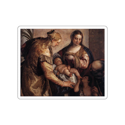 VERONESE, Paolo - Holy Family with St Barbara and the Infant St John (Artwork) STICKER Vinyl Die-Cut Decal-White-The Sticker Space