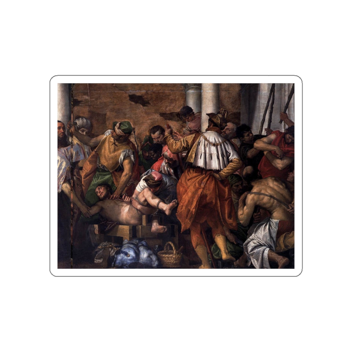 VERONESE, Paolo - Martyrdom of St Sebastian (detail)2 (Artwork) STICKER Vinyl Die-Cut Decal-White-The Sticker Space