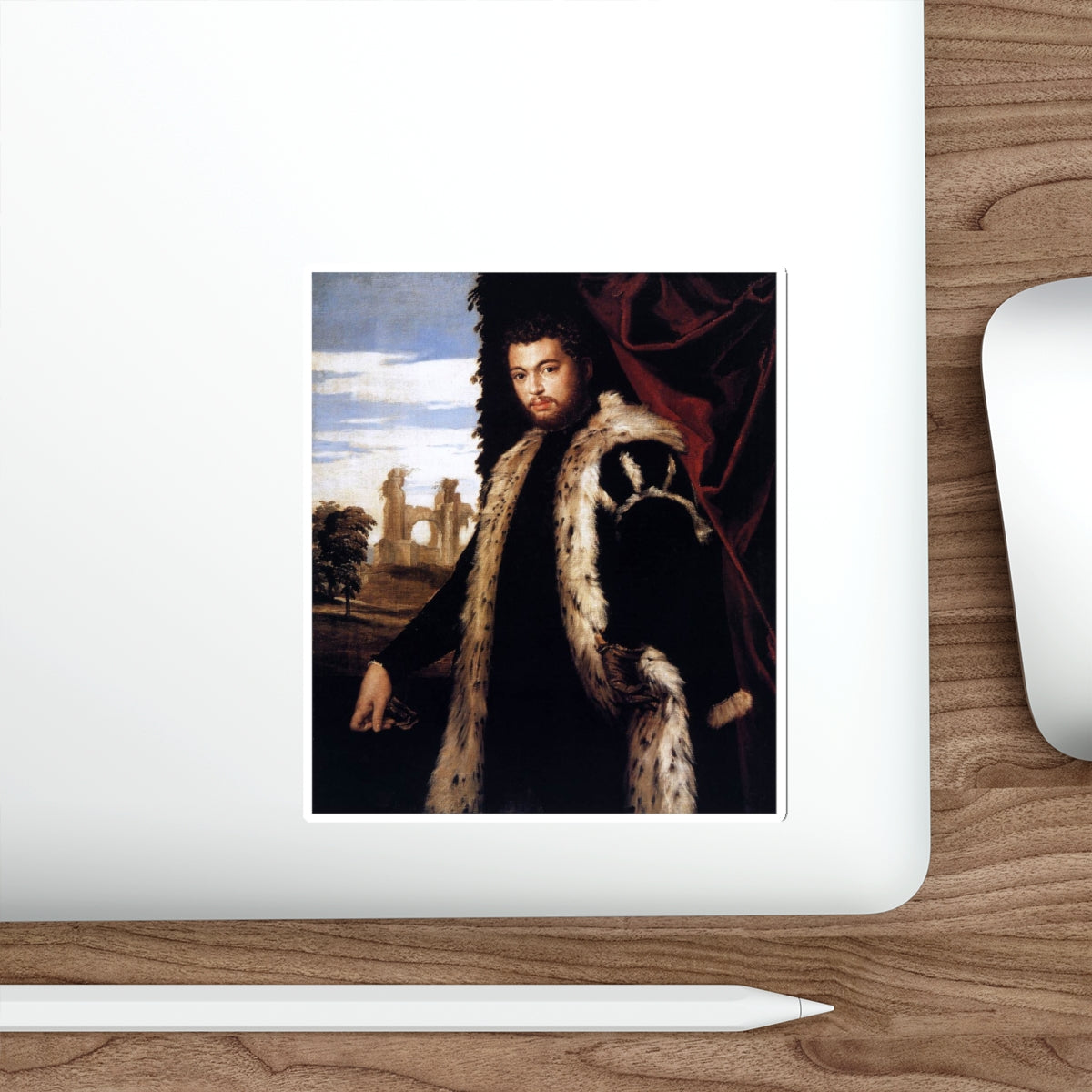 VERONESE, Paolo - Portrait of a Young Man Wearing Lynx Fur (Artwork) STICKER Vinyl Die-Cut Decal-The Sticker Space