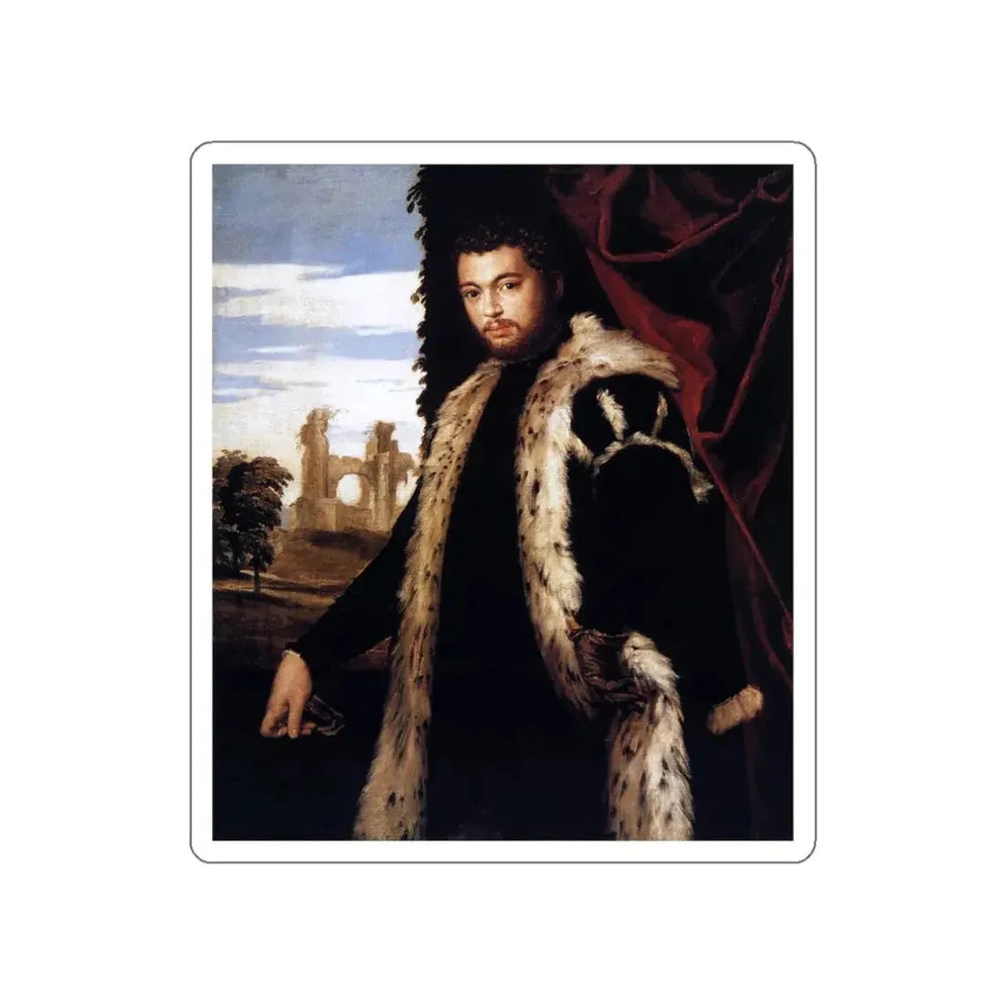 VERONESE, Paolo - Portrait of a Young Man Wearing Lynx Fur (Artwork) STICKER Vinyl Die-Cut Decal White Die-Cut 3 Inch - The Sticker Space