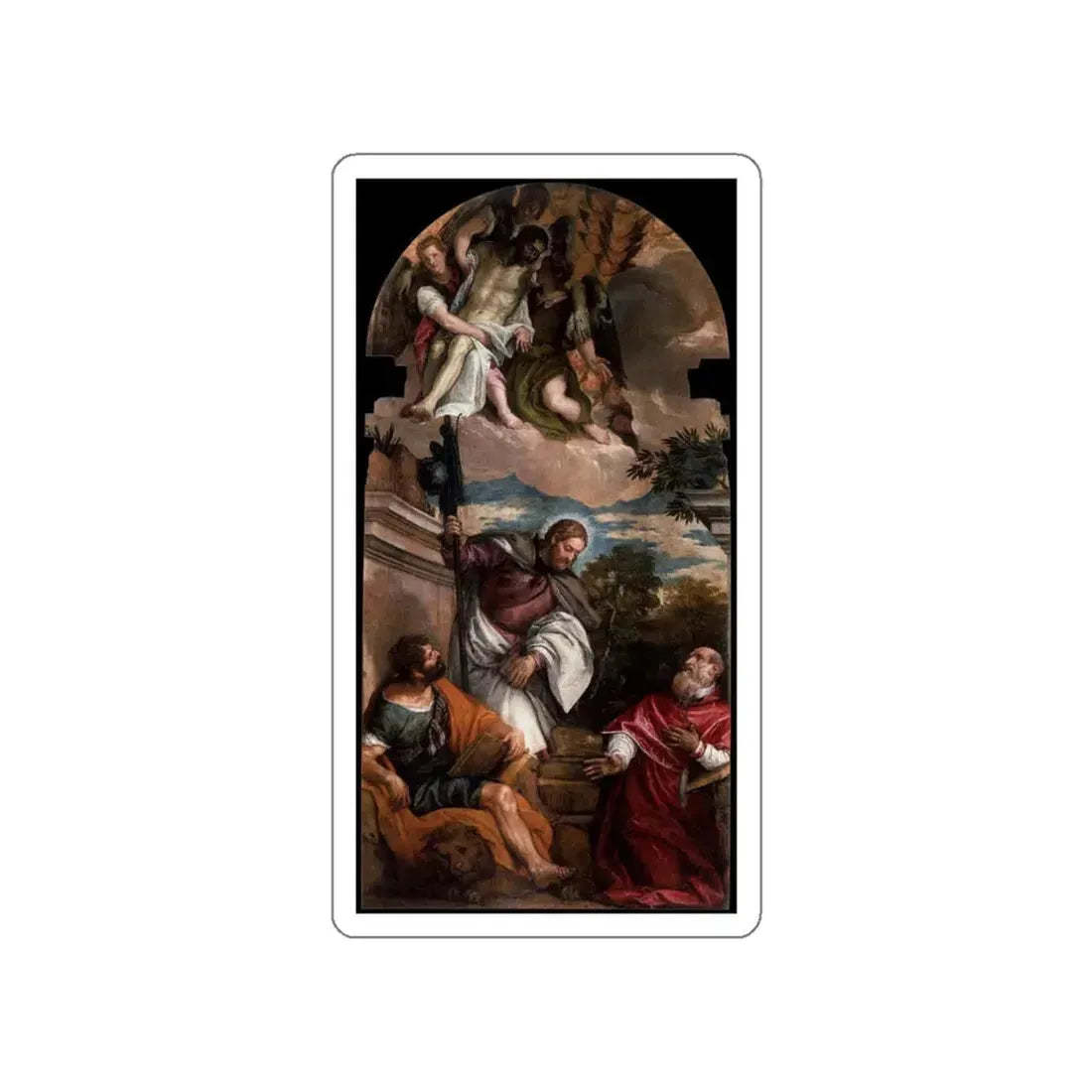VERONESE, Paolo - Sts Mark, James and Jerome with the Dead Christ Borne by Angels (Artwork) STICKER Vinyl Die-Cut Decal White Die-Cut 3 Inch - The Sticker Space