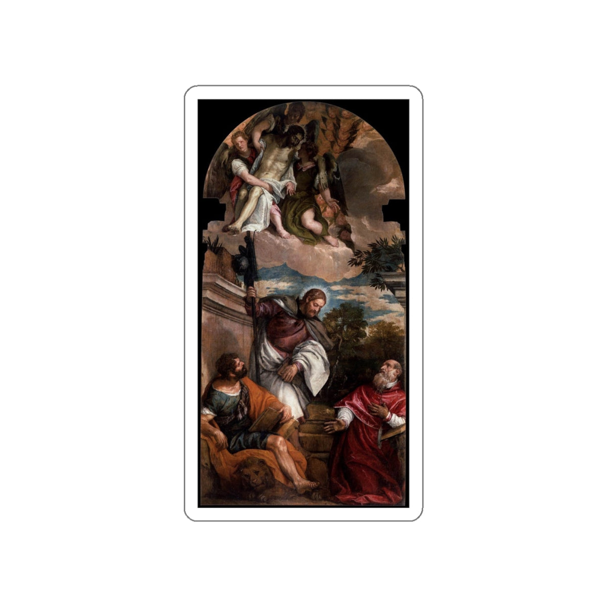 VERONESE, Paolo - Sts Mark, James and Jerome with the Dead Christ Borne by Angels (Artwork) STICKER Vinyl Die-Cut Decal-White-The Sticker Space