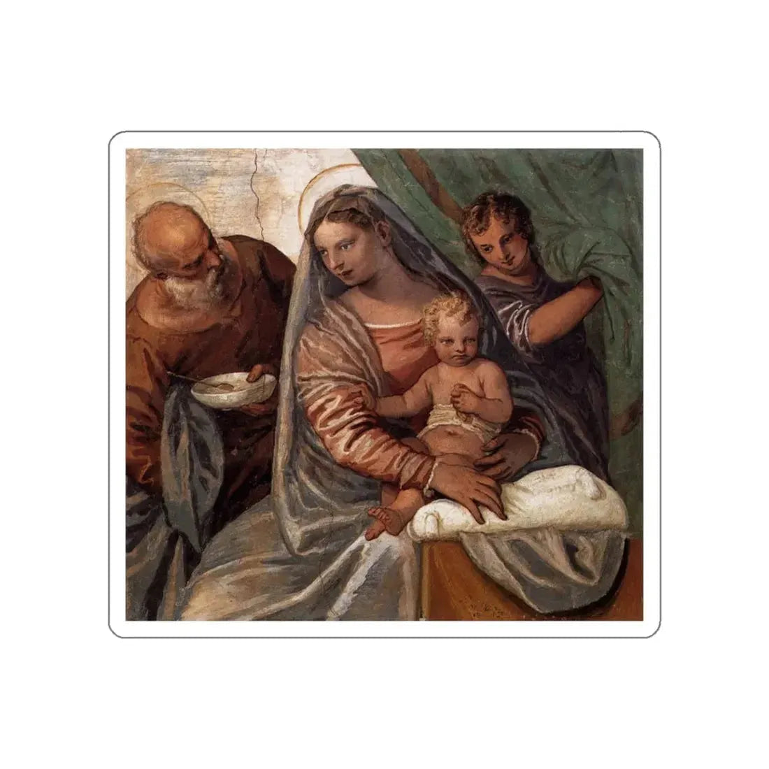 VERONESE, Paolo - The Holy Family (Madonna della pappa) (Artwork) STICKER Vinyl Die-Cut Decal White Die-Cut 5 Inch - The Sticker Space