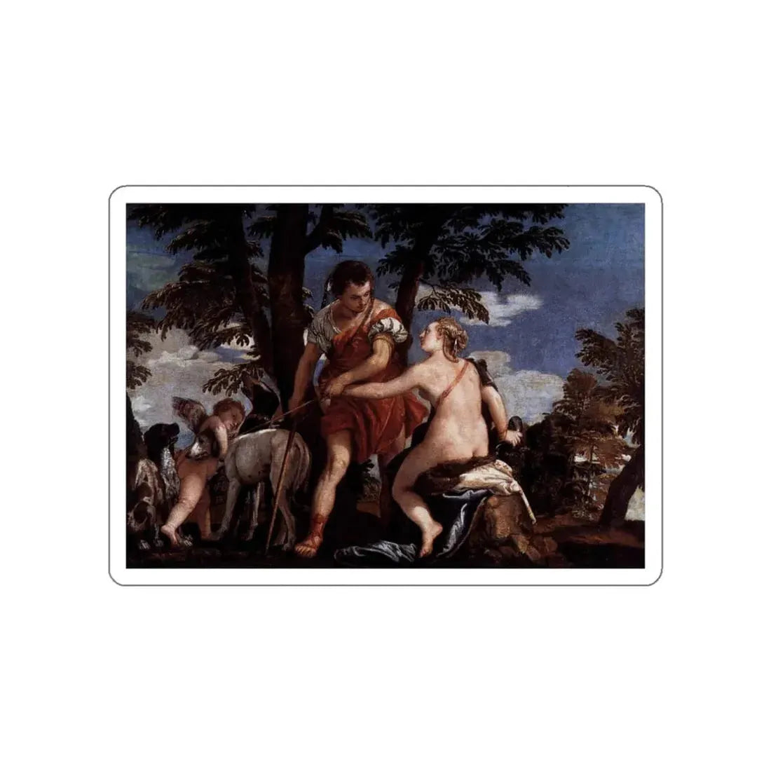 VERONESE, Paolo - Venus and Adonis (Artwork) STICKER Vinyl Die-Cut Decal White Die-Cut 3 Inch - The Sticker Space