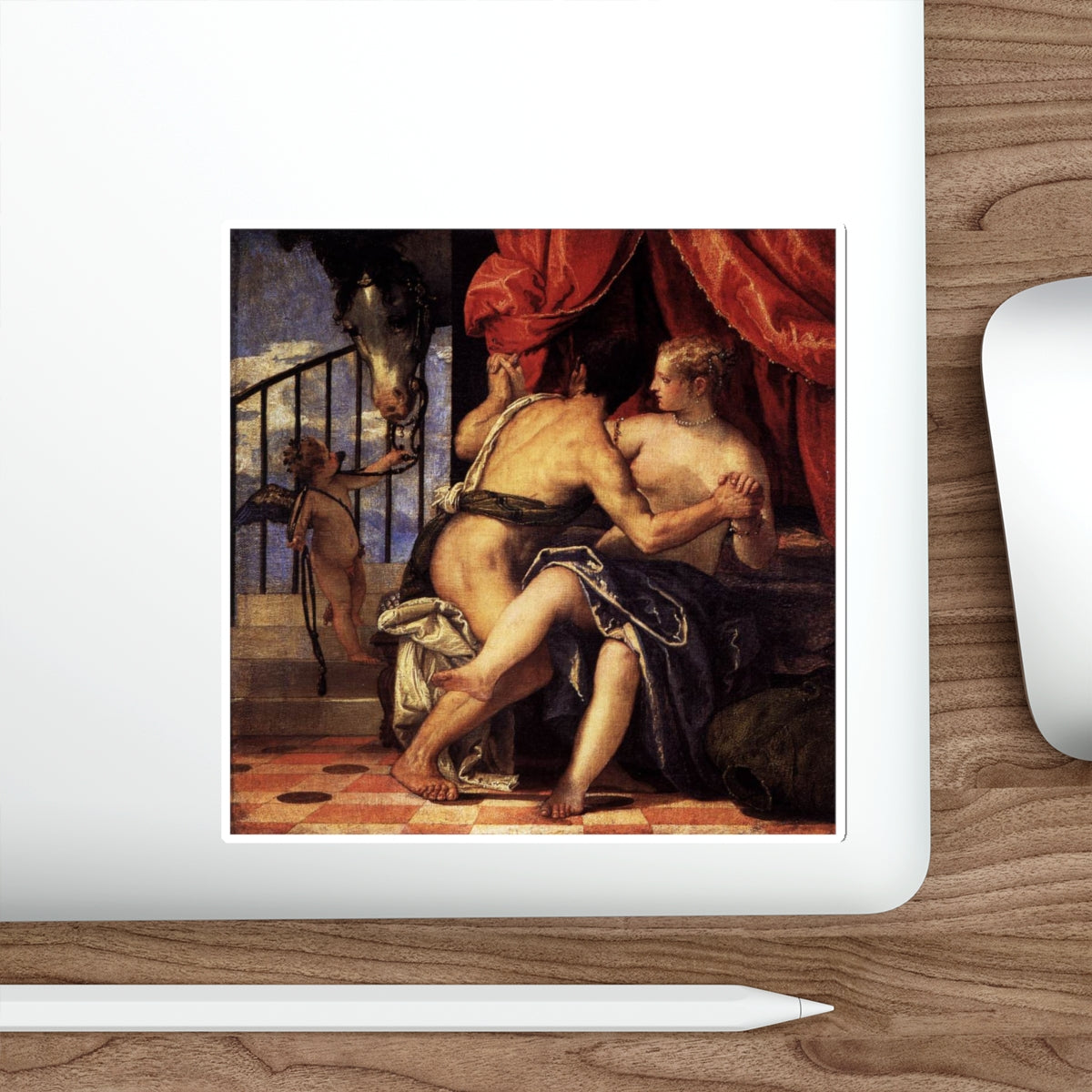 VERONESE, Paolo - Venus and Mars with Cupid and a Horse (Artwork) STICKER Vinyl Die-Cut Decal-The Sticker Space