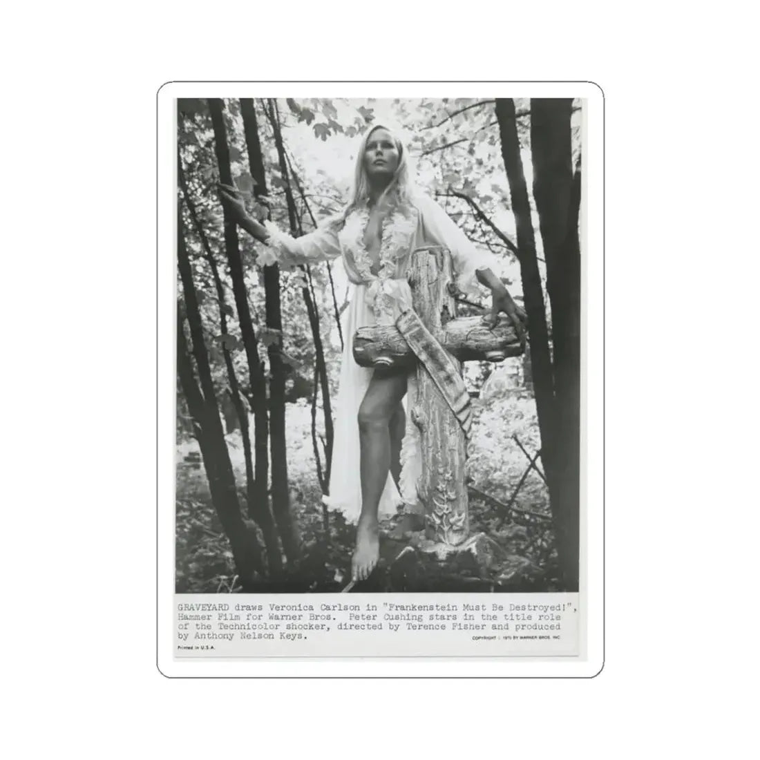 Veronica Carlson #221 (Vintage Female Icon) STICKER Vinyl Kiss-Cut Decal 3 Inch White - The Sticker Space