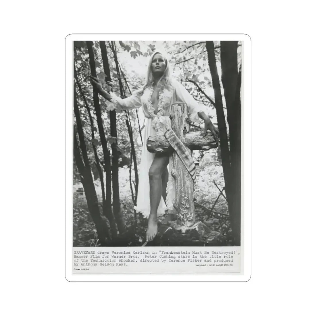 Veronica Carlson #221 (Vintage Female Icon) STICKER Vinyl Kiss-Cut Decal 4 Inch White - The Sticker Space