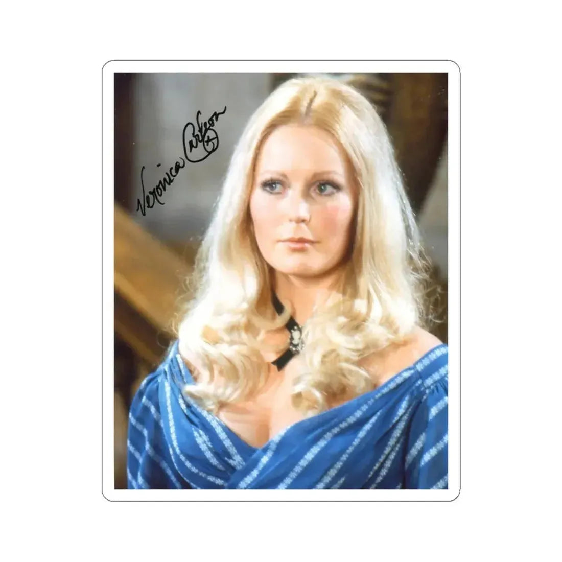 Veronica Carlson #63 (Vintage Female Icon) STICKER Vinyl Kiss-Cut Decal 4 Inch White - The Sticker Space