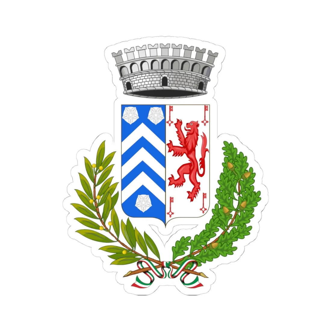 Verrayes-Stemma (Italy) (Coat of Arms) STICKER Vinyl Kiss-Cut Decal 4 Inch White - The Sticker Space