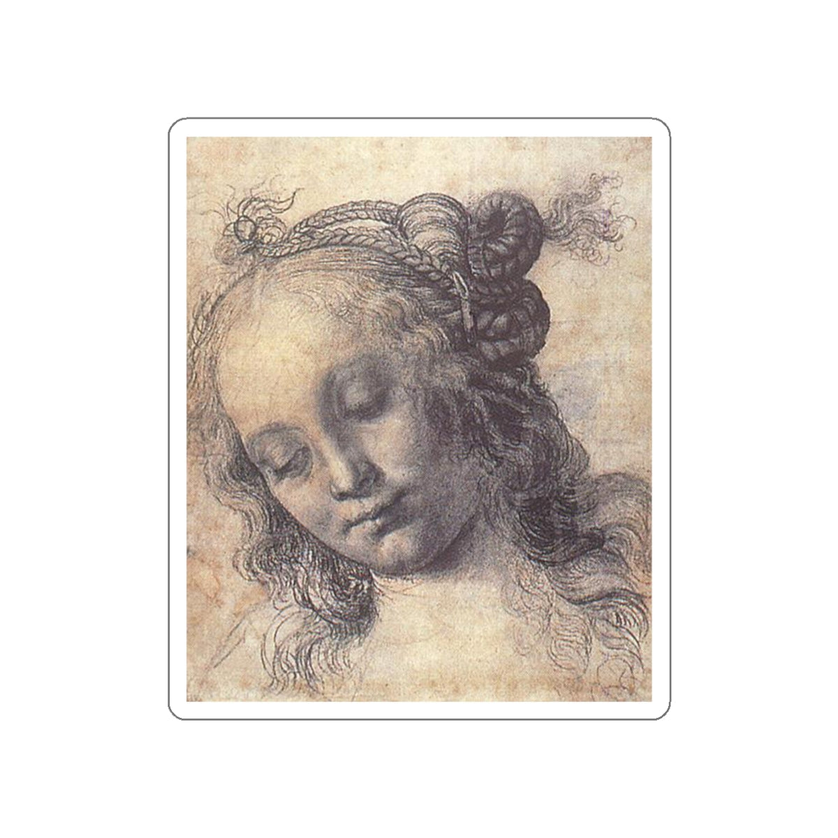 VERROCCHIO, Andrea del - Head of a Girl (study) (Artwork) STICKER Vinyl Die-Cut Decal-White-The Sticker Space