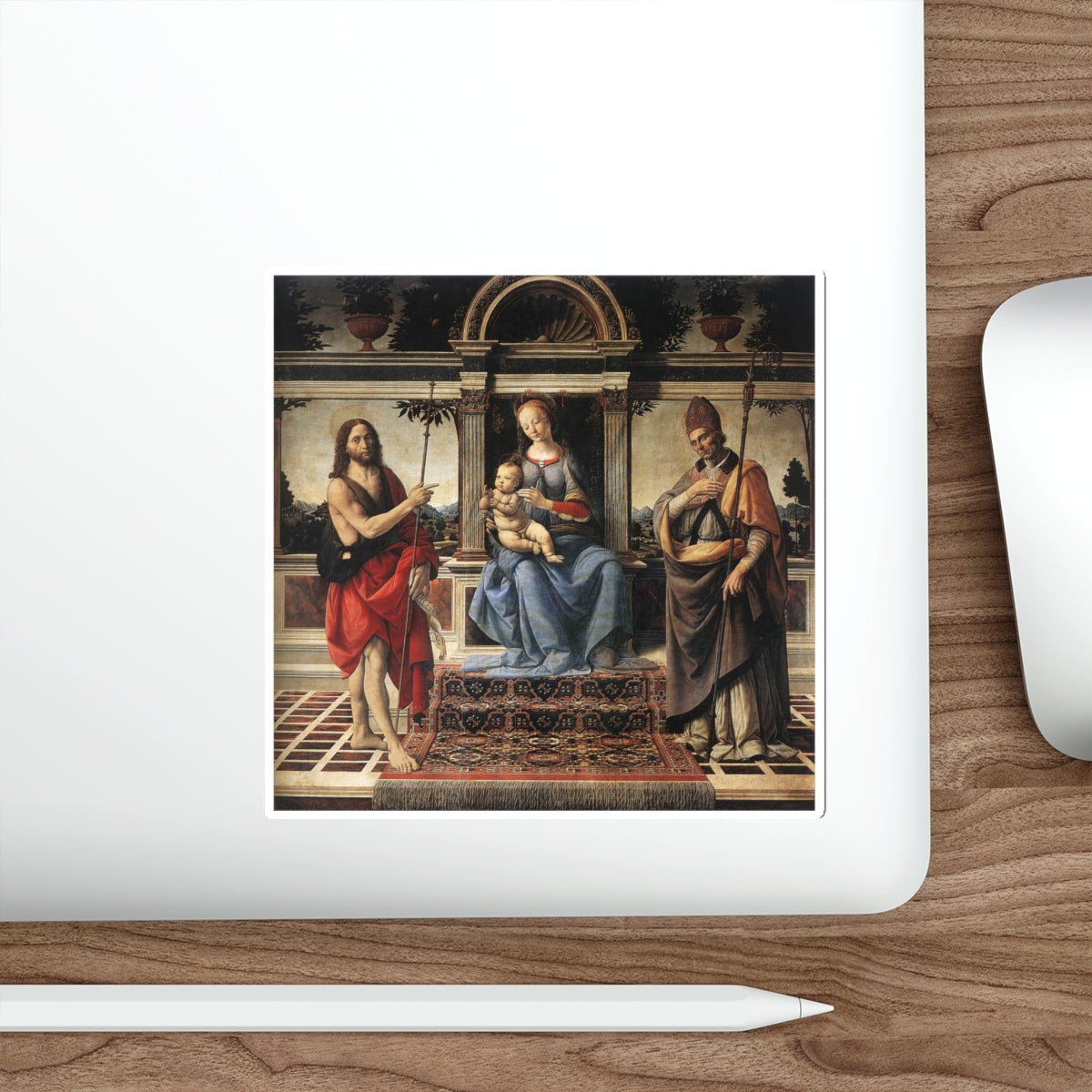 VERROCCHIO, Andrea del - Madonna with Sts John the Baptist and Donatus (Artwork) STICKER Vinyl Die-Cut Decal-The Sticker Space