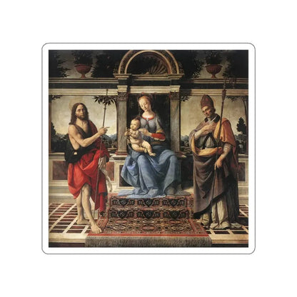 VERROCCHIO, Andrea del - Madonna with Sts John the Baptist and Donatus (Artwork) STICKER Vinyl Die-Cut Decal White Die-Cut 3 Inch - The Sticker Space