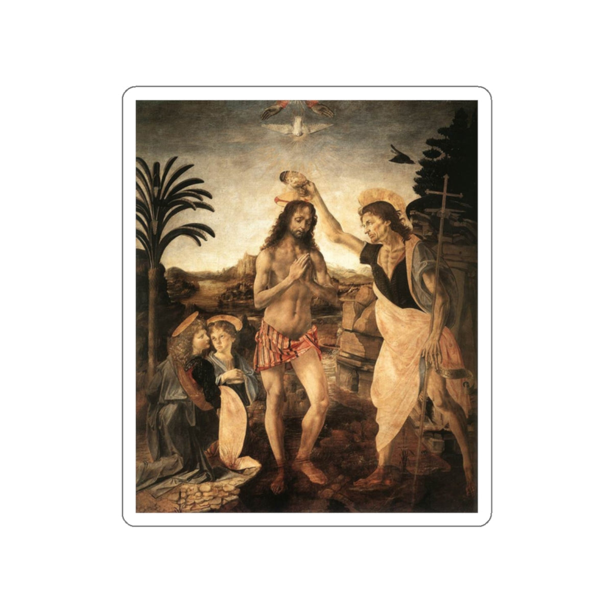 VERROCCHIO, Andrea del - The Baptism of Christ (Artwork) STICKER Vinyl Die-Cut Decal-White-The Sticker Space