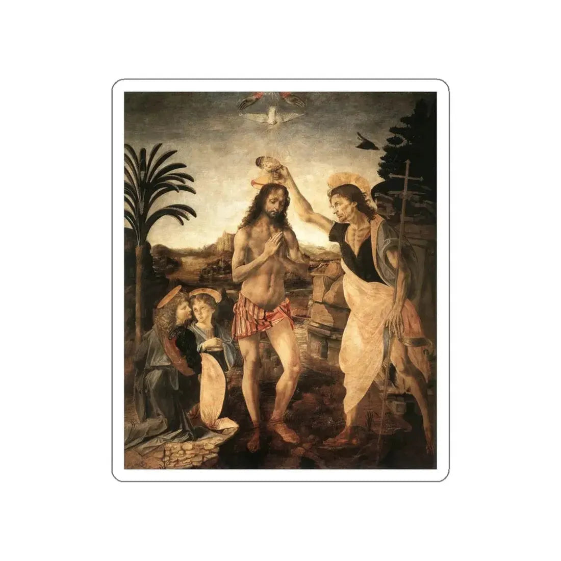 VERROCCHIO, Andrea del - The Baptism of Christ (Artwork) STICKER Vinyl Die-Cut Decal White Die-Cut 3 Inch - The Sticker Space