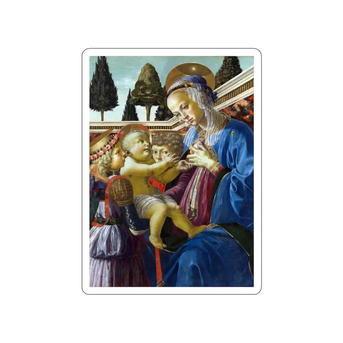 VERROCCHIO, Andrea del - The Virgin and Child with Two Angels 2 (Artwork) STICKER Vinyl Die-Cut Decal White Die-Cut 3 Inch - The Sticker Space