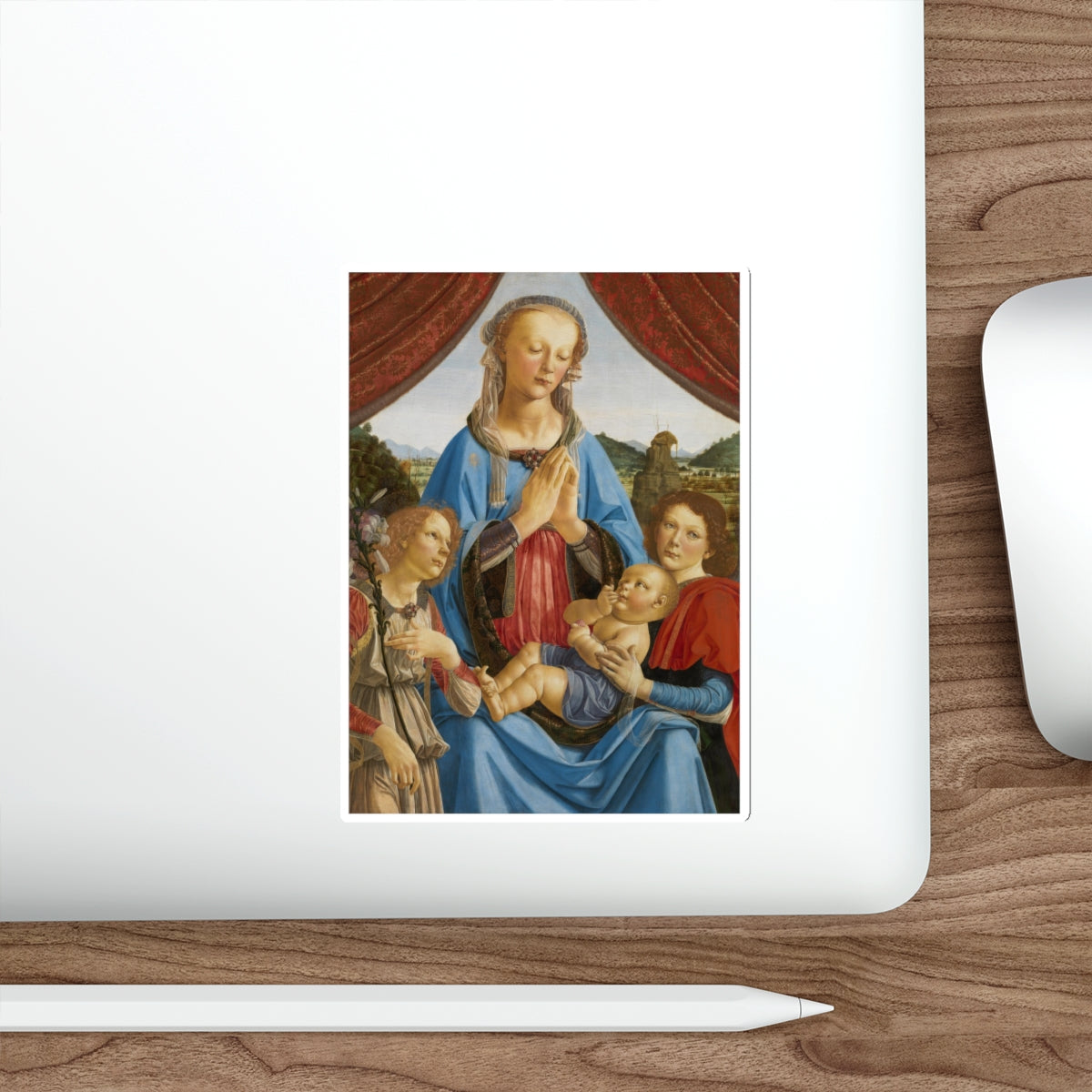 VERROCCHIO, Andrea del - The Virgin and Child with Two Angels (Artwork) STICKER Vinyl Die-Cut Decal-The Sticker Space