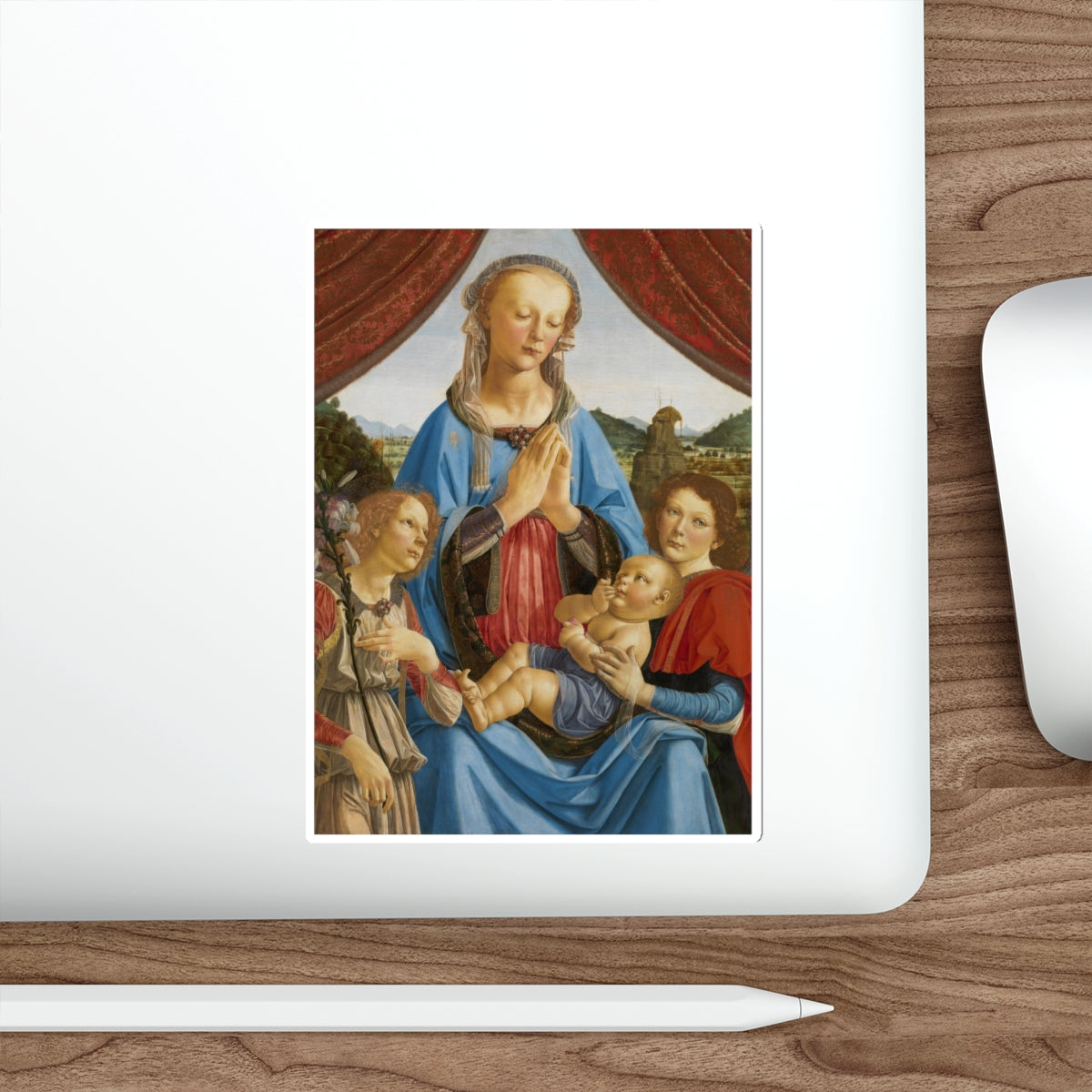 VERROCCHIO, Andrea del - The Virgin and Child with Two Angels (Artwork) STICKER Vinyl Die-Cut Decal-The Sticker Space