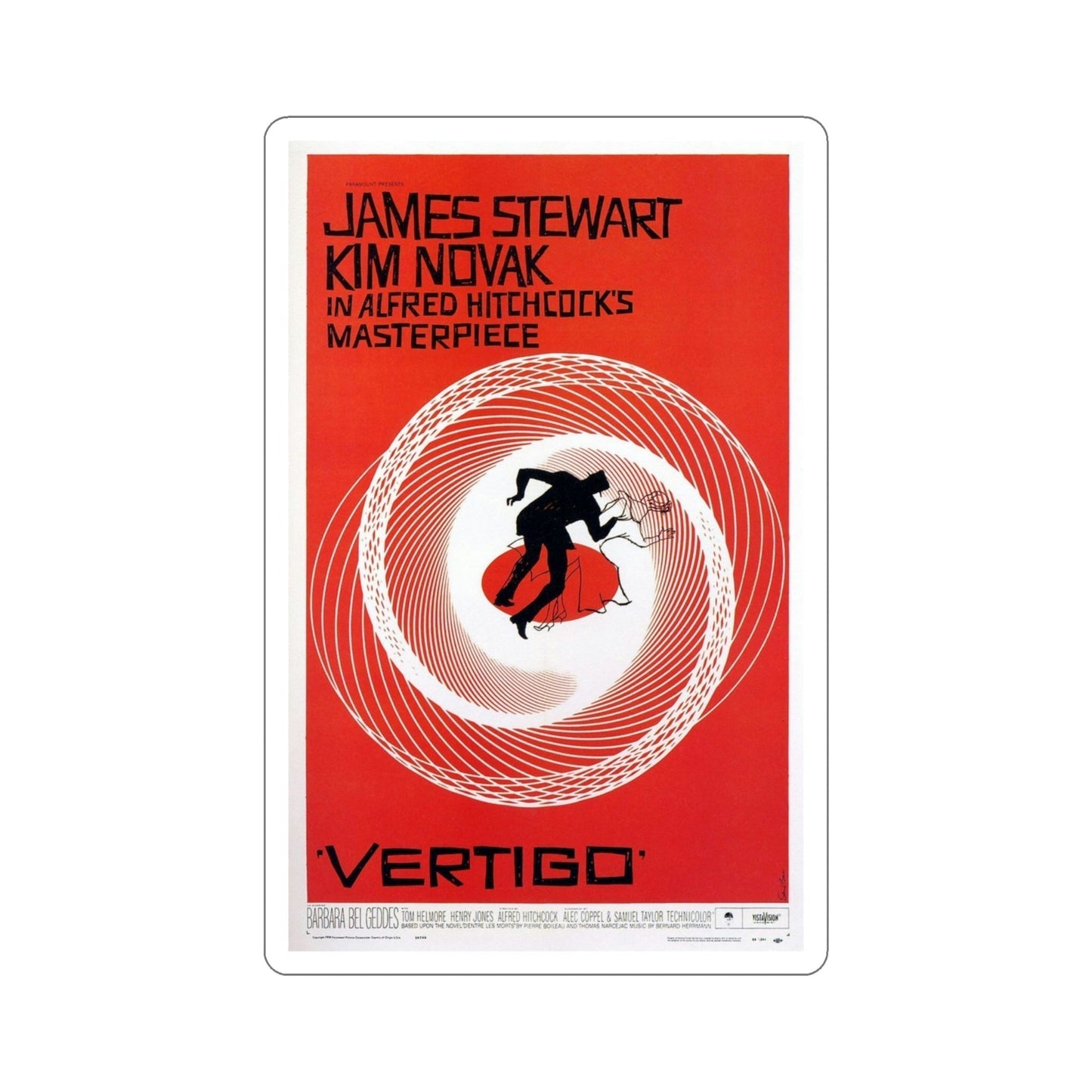 Vertigo 1958 Movie Poster STICKER Vinyl Die-Cut Decal-4 Inch-The Sticker Space