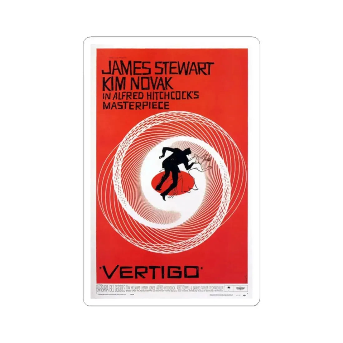 Vertigo 1958 Movie Poster - STICKER Vinyl Kiss-Cut Decal 2 Inch White - The Sticker Space