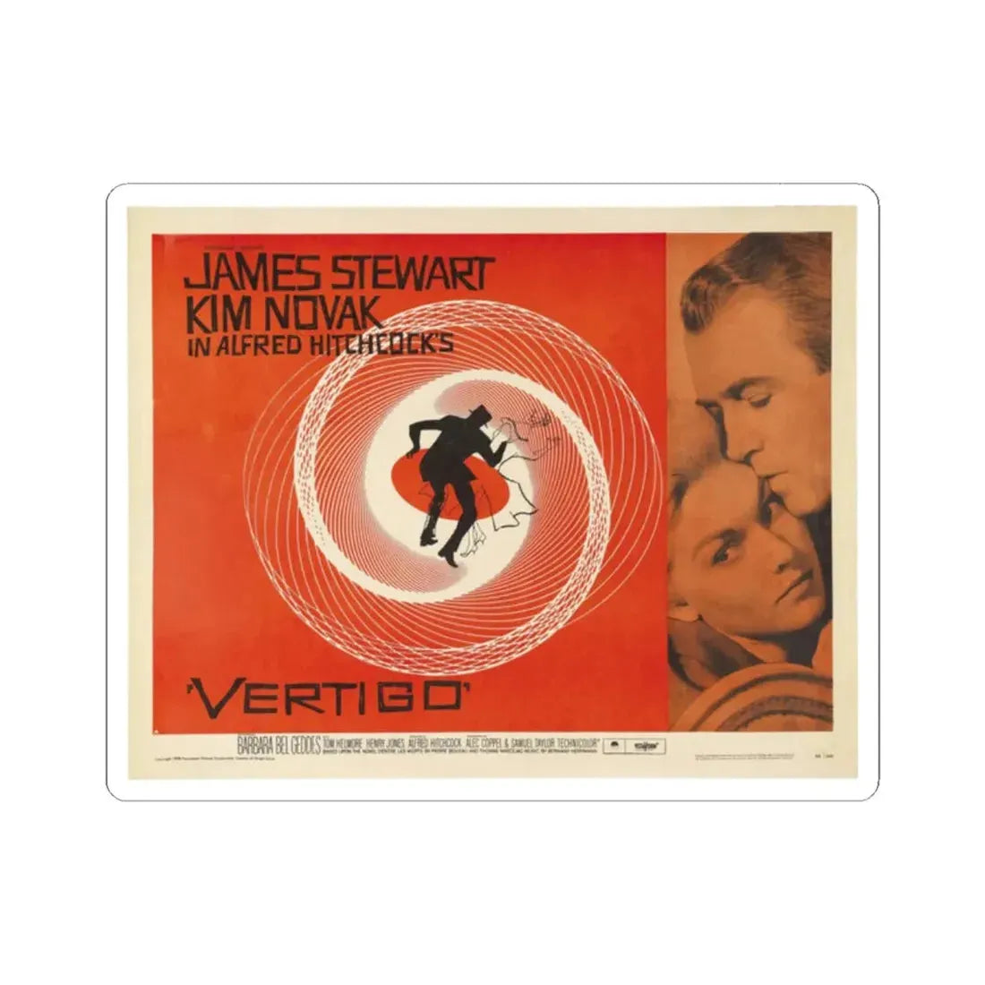 Vertigo 1958 v2 Movie Poster - STICKER Vinyl Kiss-Cut Decal 2 Inch White - The Sticker Space