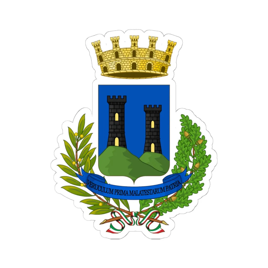 Verucchio-Stemma (Italy) (Coat of Arms) STICKER Vinyl Kiss-Cut Decal 6 Inch White - The Sticker Space