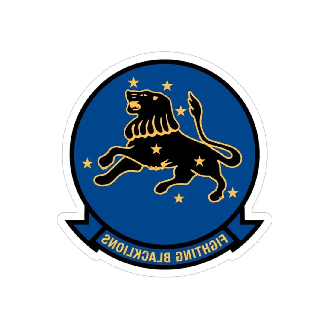 VF 213 Fighting Blacklions (U.S. Navy) REVERSE PRINT Transparent Die-Cut STICKER 3 Inch Die-Cut Transparent - The Sticker Space