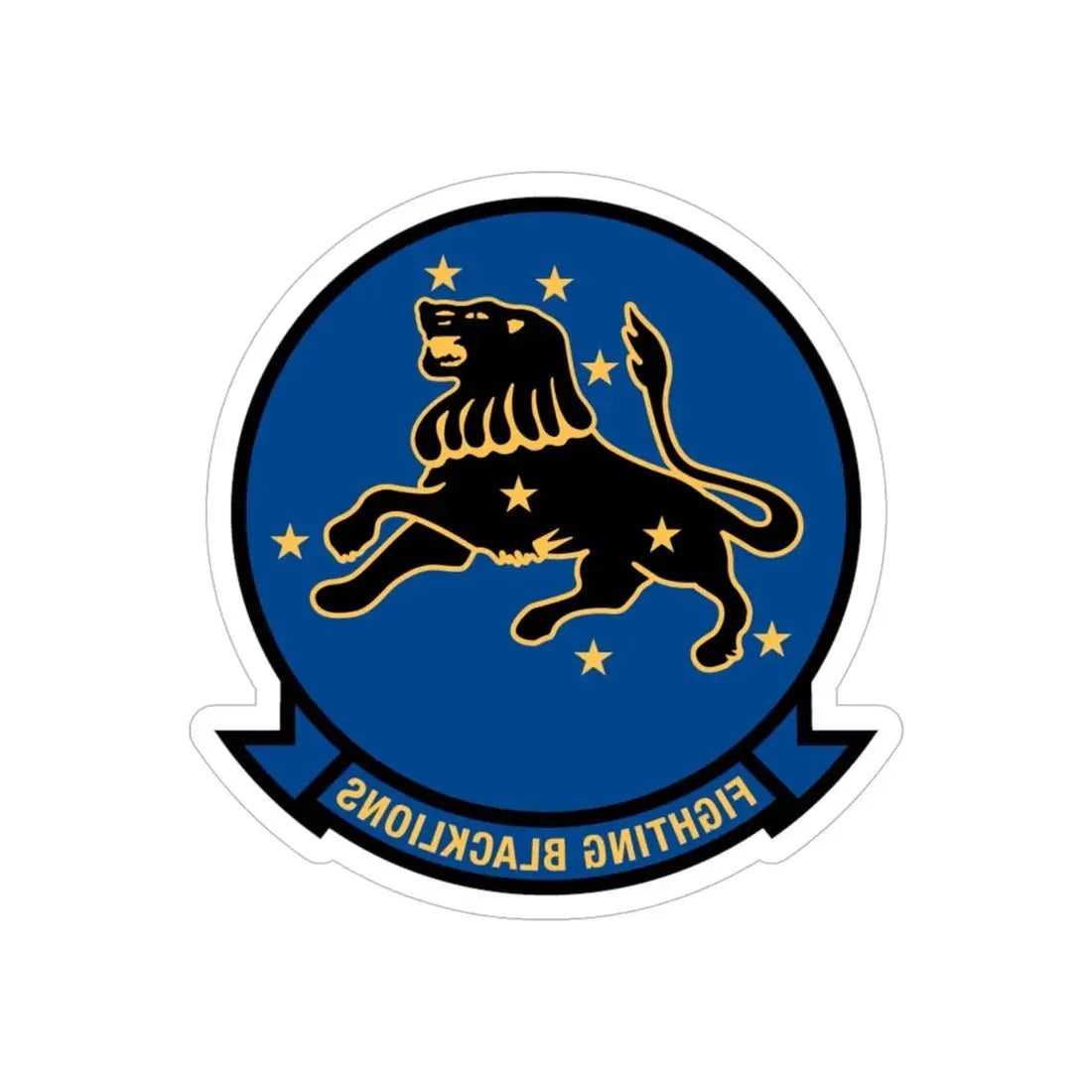VF 213 Fighting Blacklions (U.S. Navy) REVERSE PRINT Transparent Die-Cut STICKER 6 Inch Die-Cut Transparent - The Sticker Space