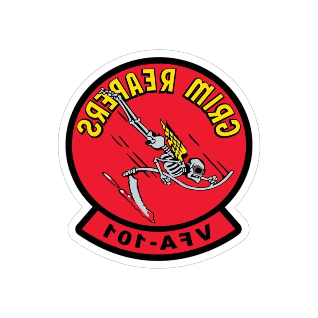 VFA 101 Grim Reapers (U.S. Navy) REVERSE PRINT Transparent Die-Cut STICKER 4 Inch Die-Cut Transparent - The Sticker Space