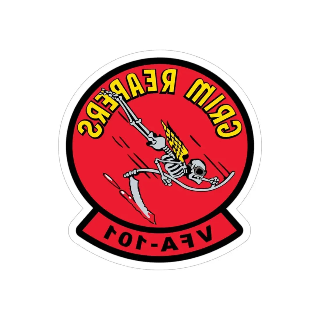 VFA 101 Grim Reapers (U.S. Navy) REVERSE PRINT Transparent Die-Cut STICKER 5 Inch Die-Cut Transparent - The Sticker Space
