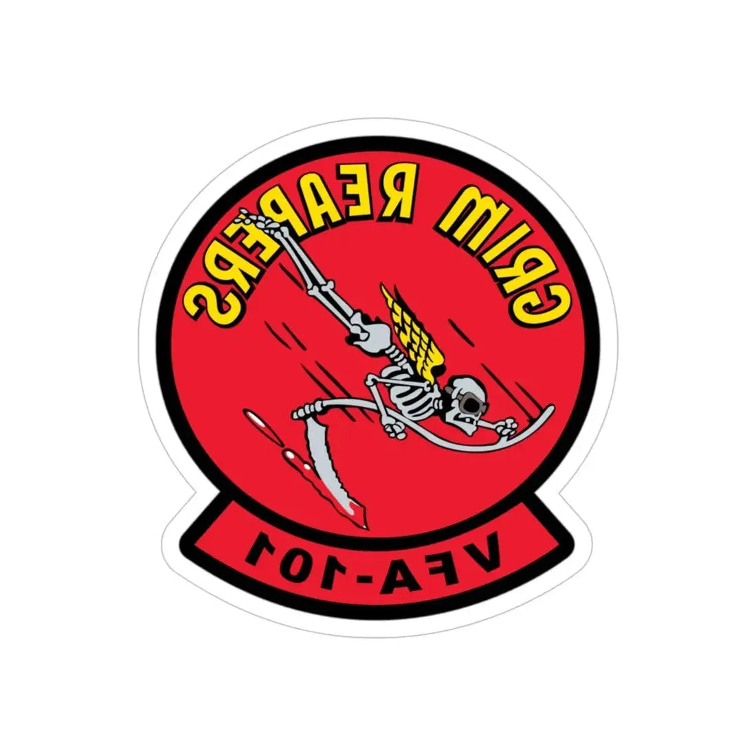 VFA 101 Grim Reapers (U.S. Navy) REVERSE PRINT Transparent Die-Cut STICKER 6 Inch Die-Cut Transparent - The Sticker Space
