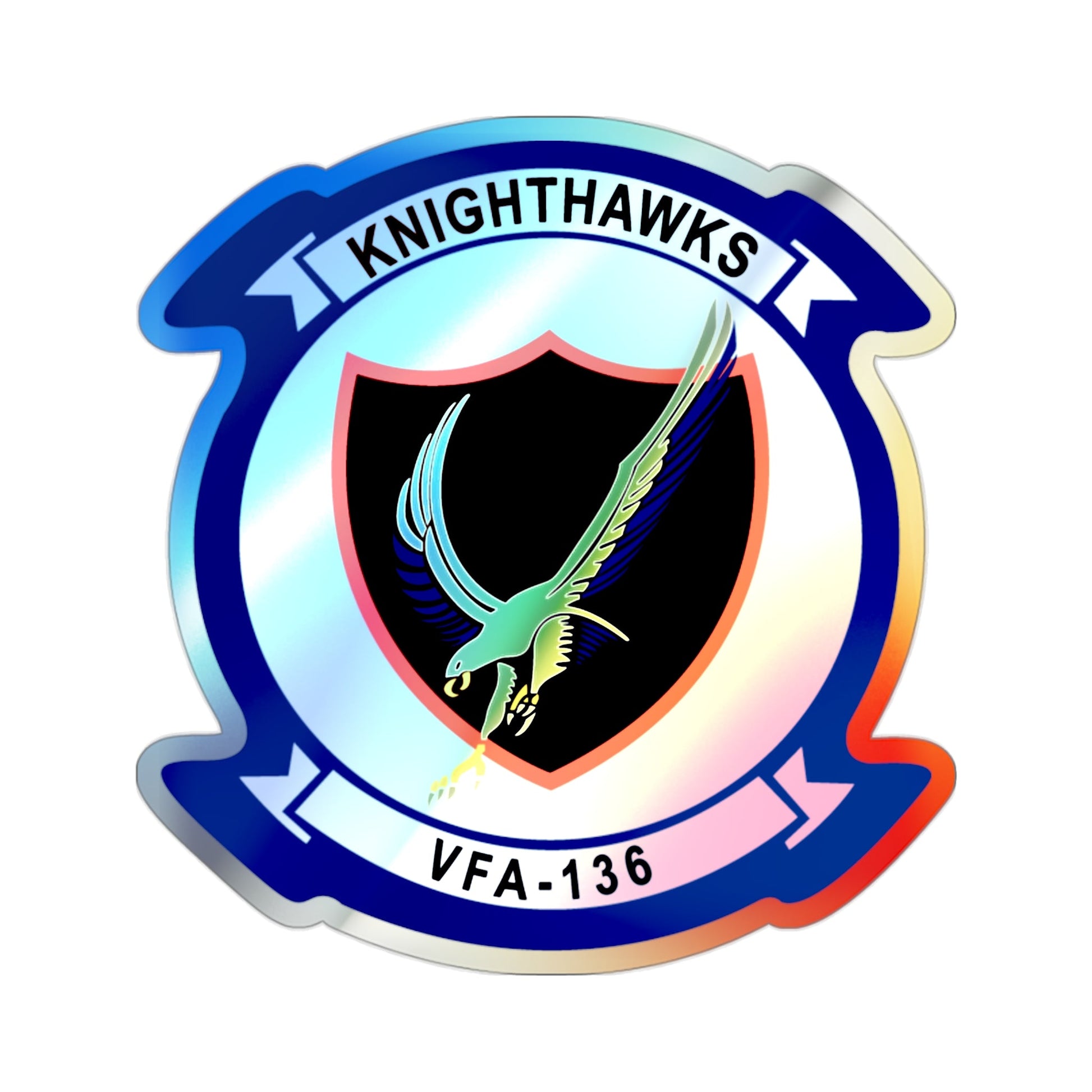 VFA 136 Knighthawks v2 (U.S. Navy) Holographic STICKER Die-Cut Vinyl Decal-2 Inch-The Sticker Space