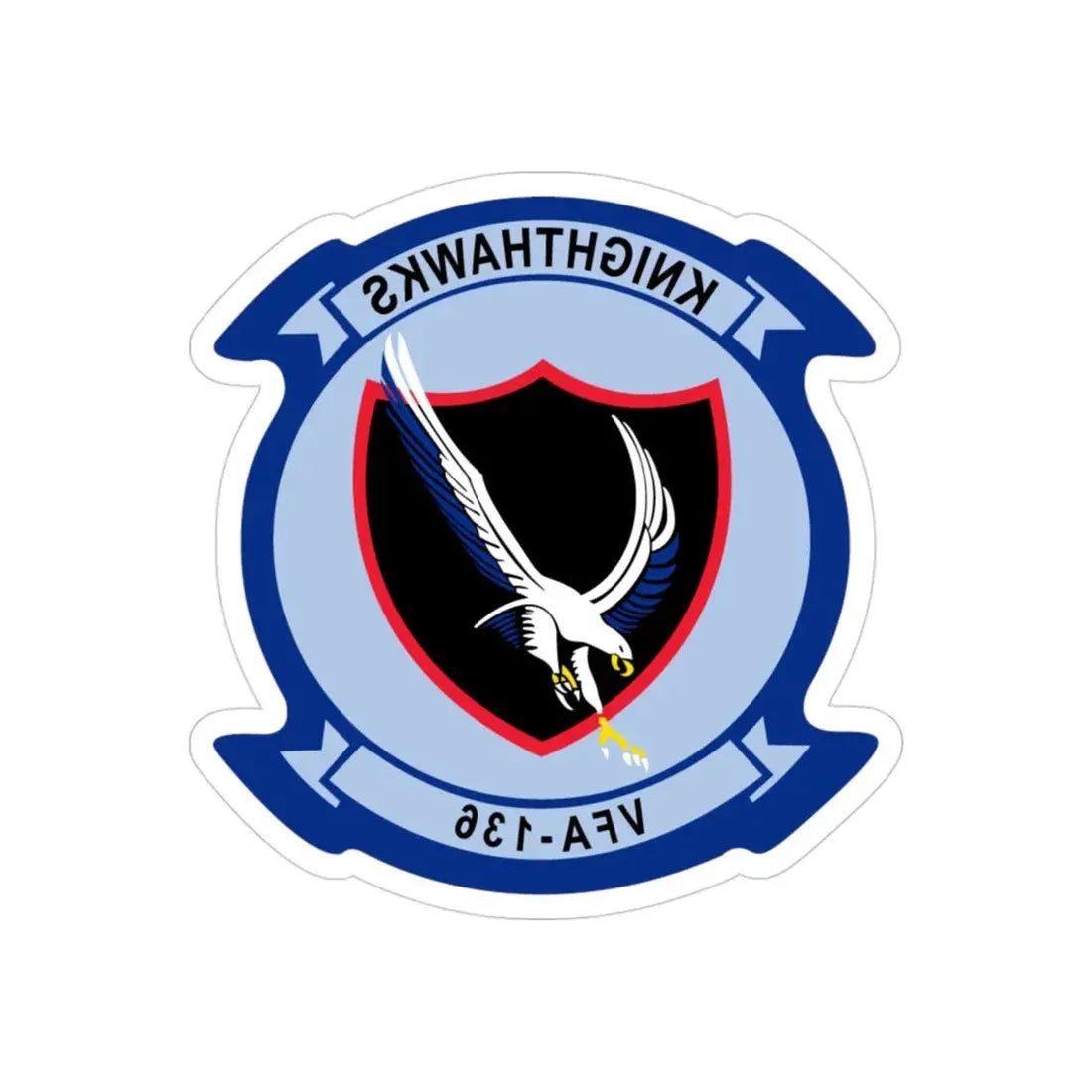 VFA 136 Knighthawks v2 (U.S. Navy) REVERSE PRINT Transparent Die-Cut STICKER 3 Inch Die-Cut Transparent - The Sticker Space