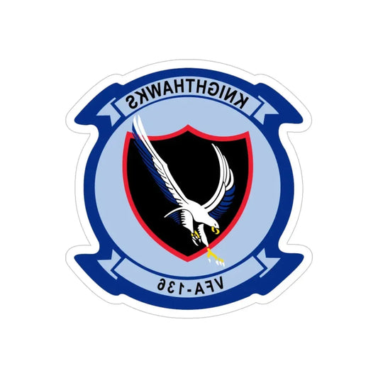 VFA 136 Knighthawks v2 (U.S. Navy) REVERSE PRINT Transparent Die-Cut STICKER 6 Inch Die-Cut Transparent - The Sticker Space