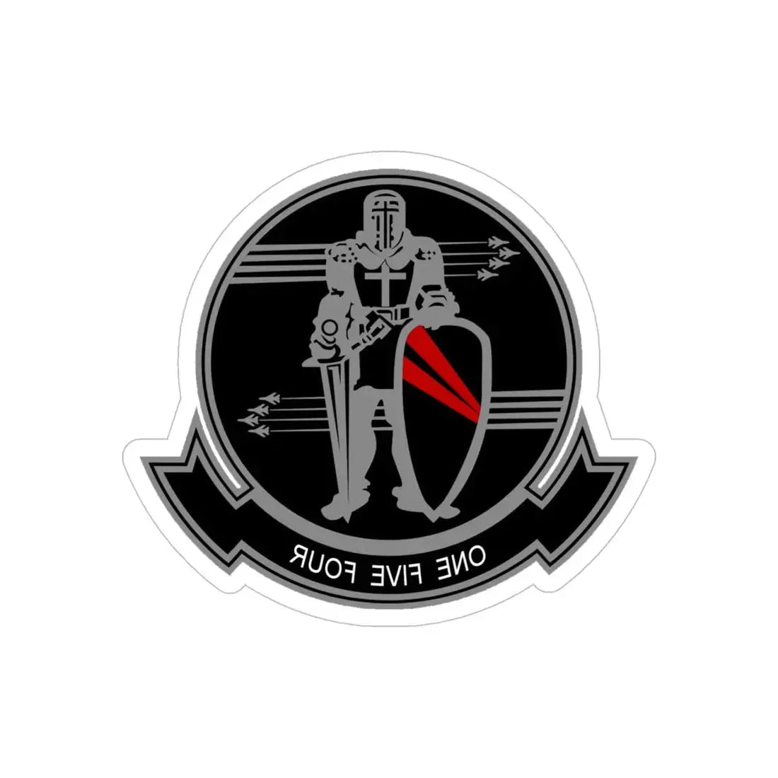 VFA 154 Strike Fighter Squadron 154 Black Knights (USMC) REVERSE PRINT Transparent Die-Cut STICKER 5 Inch Die-Cut Transparent - The Sticker Space