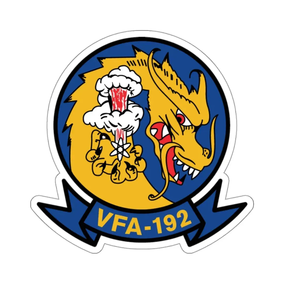 VFA 192 Golden Dragons (U.S. Navy) STICKER Vinyl Kiss-Cut Decal 3 Inch White - The Sticker Space