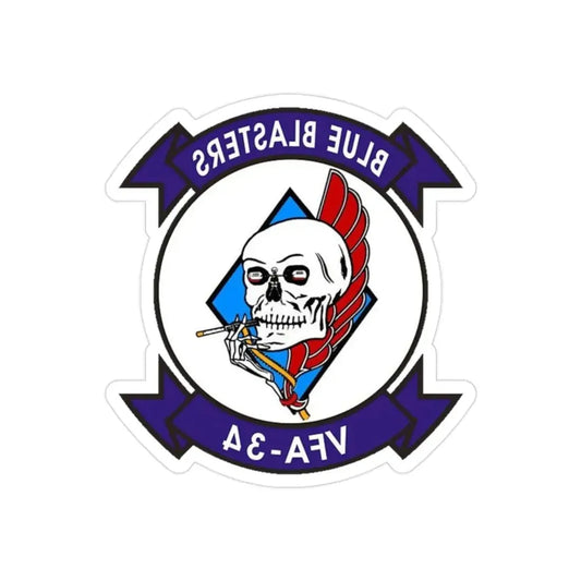 VFA 34 (U.S. Navy) REVERSE PRINT Transparent Die-Cut STICKER 2 Inch Die-Cut Transparent - The Sticker Space