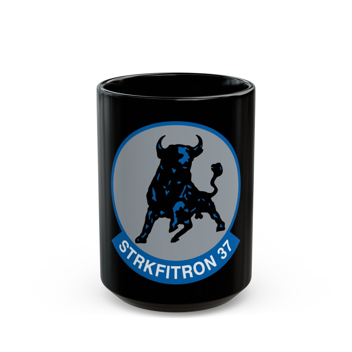 VFA 37 Ragin' Bulls STRKFITRON 37 (U.S. Navy) Black Coffee Mug-15oz-The Sticker Space