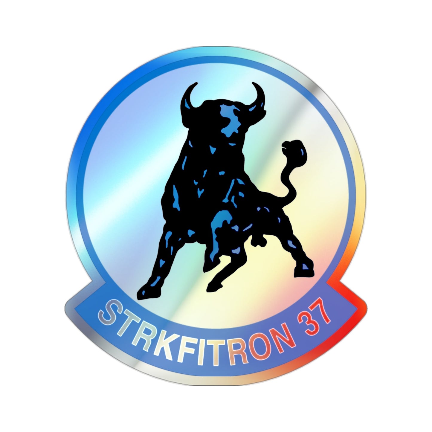 VFA 37 Ragin' Bulls STRKFITRON 37 (U.S. Navy) Holographic STICKER Die-Cut Vinyl Decal-2 Inch-The Sticker Space