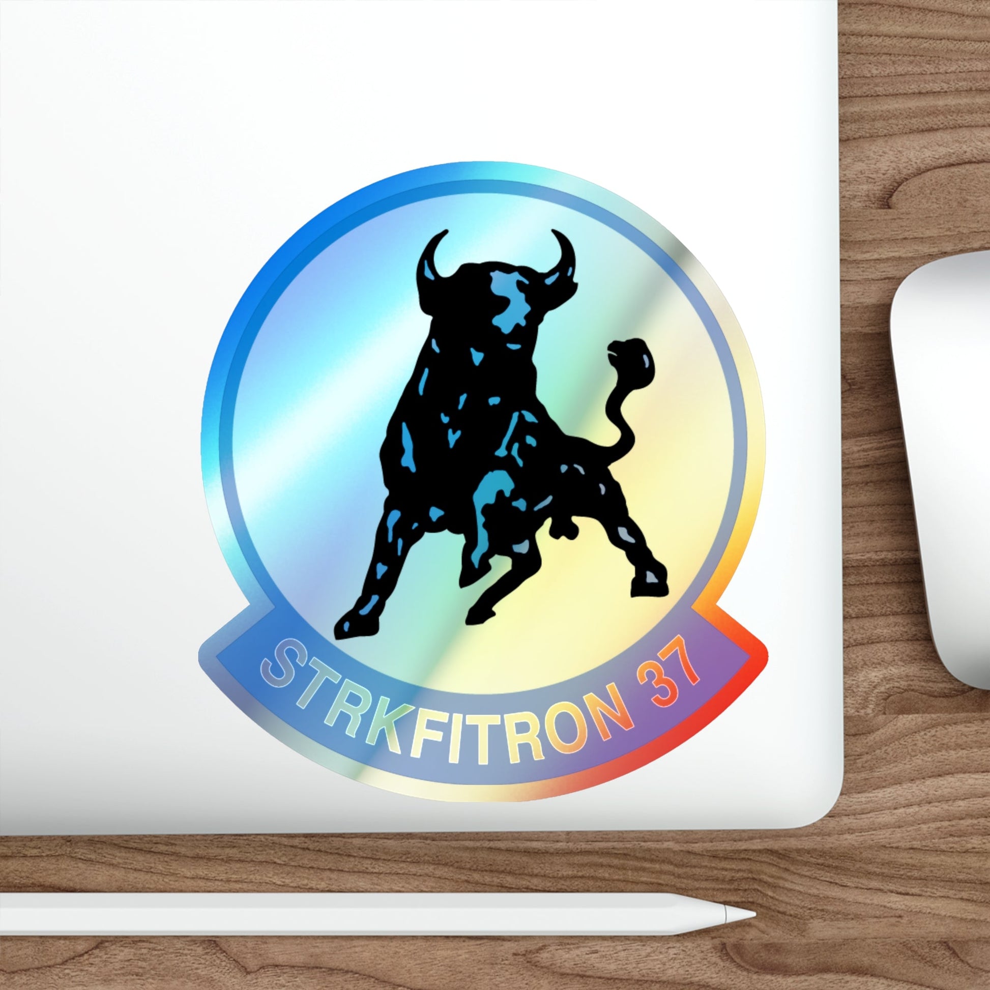 VFA 37 Ragin' Bulls STRKFITRON 37 (U.S. Navy) Holographic STICKER Die-Cut Vinyl Decal-The Sticker Space