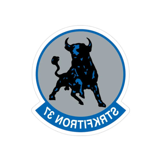 VFA 37 Ragin' Bulls STRKFITRON 37 (U.S. Navy) REVERSE PRINT Transparent Die-Cut STICKER 2 Inch Die-Cut Transparent - The Sticker Space
