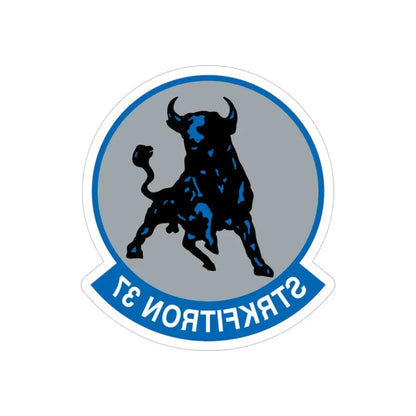 VFA 37 Ragin' Bulls STRKFITRON 37 (U.S. Navy) REVERSE PRINT Transparent Die-Cut STICKER 3 Inch Die-Cut Transparent - The Sticker Space