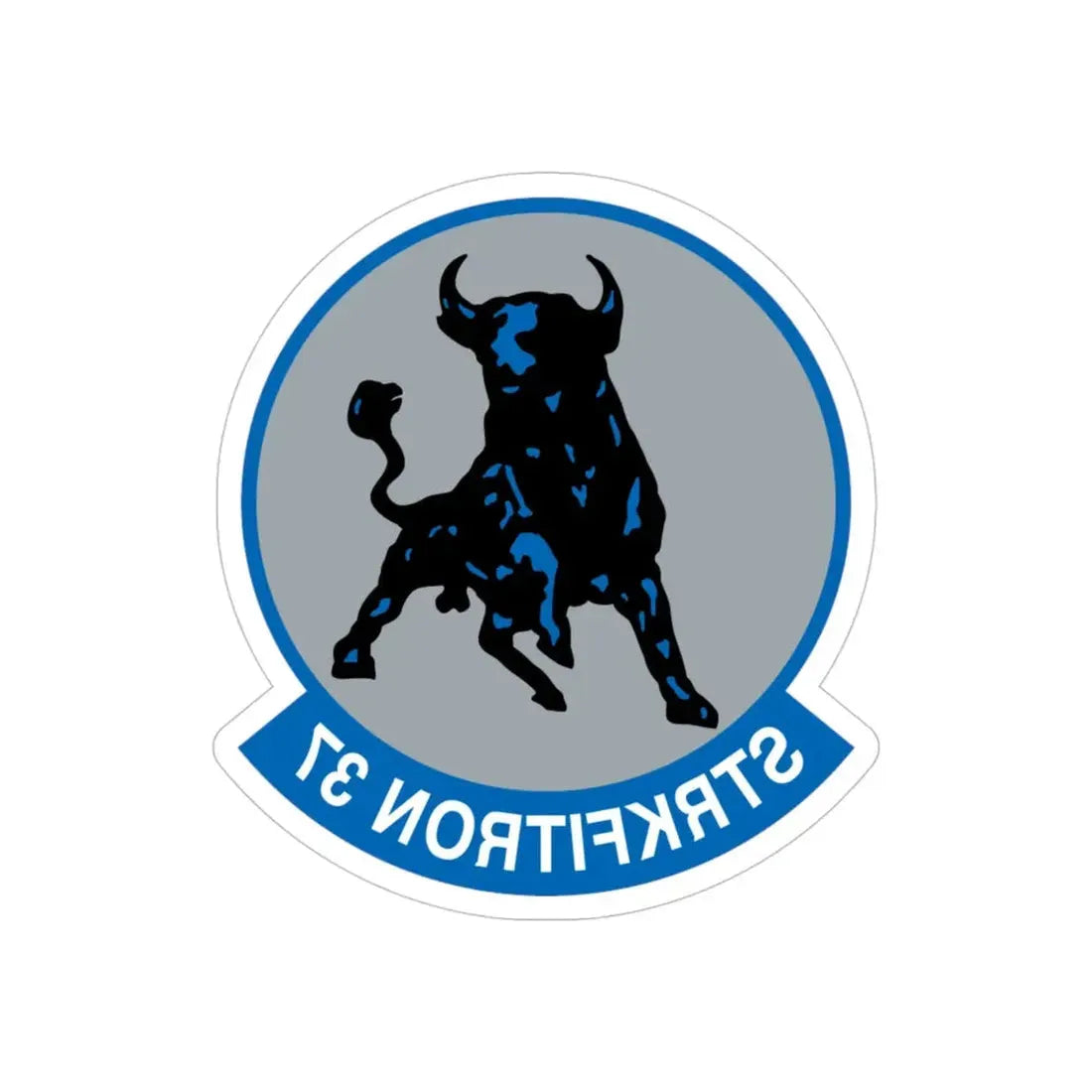 VFA 37 Ragin' Bulls STRKFITRON 37 (U.S. Navy) REVERSE PRINT Transparent Die-Cut STICKER 4 Inch Die-Cut Transparent - The Sticker Space