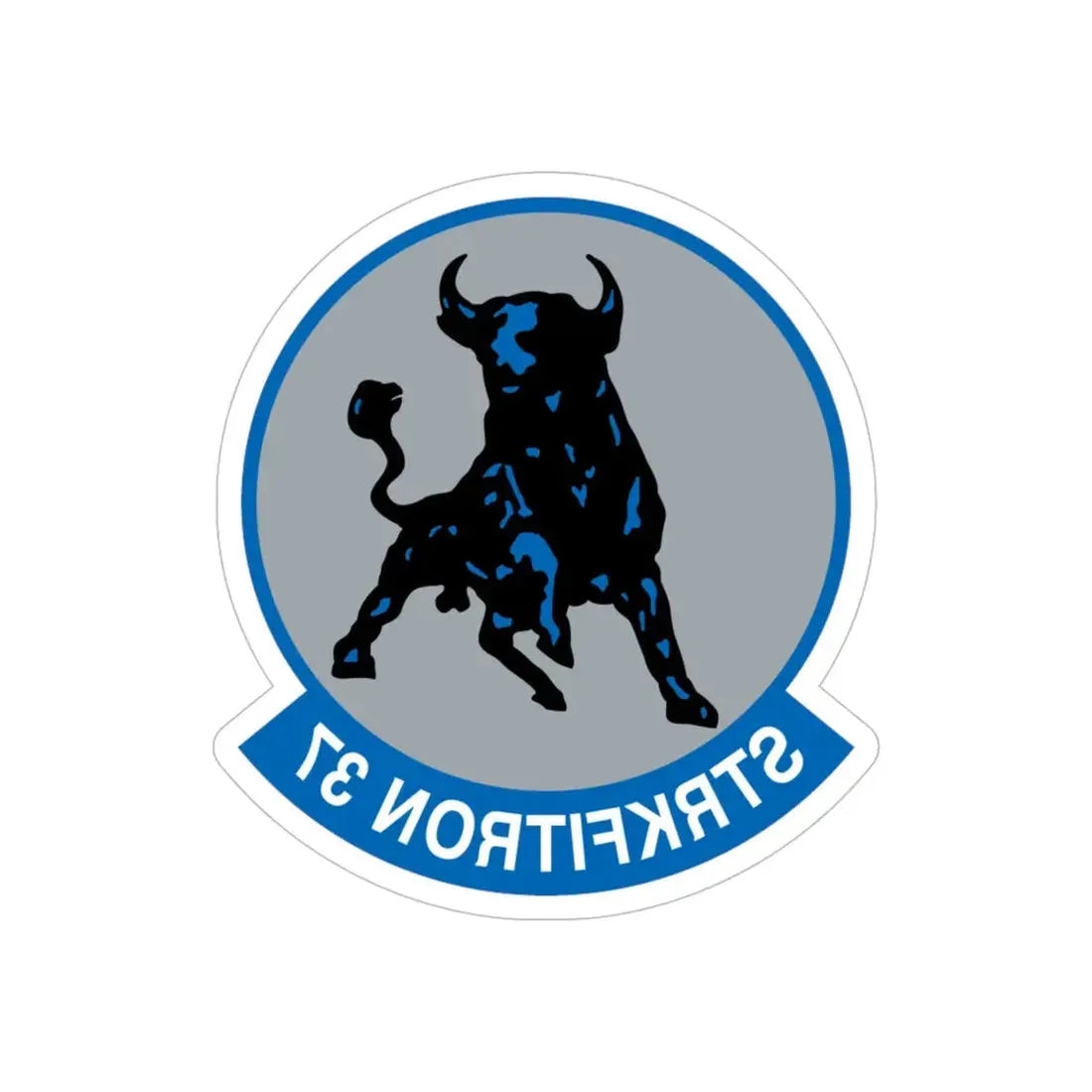VFA 37 Ragin' Bulls STRKFITRON 37 (U.S. Navy) REVERSE PRINT Transparent Die-Cut STICKER 5 Inch Die-Cut Transparent - The Sticker Space