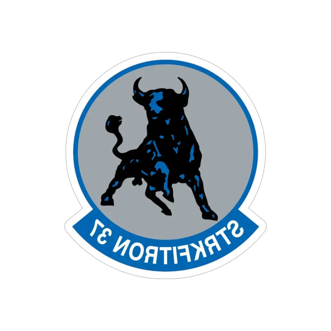 VFA 37 Ragin' Bulls STRKFITRON 37 (U.S. Navy) REVERSE PRINT Transparent Die-Cut STICKER 6 Inch Die-Cut Transparent - The Sticker Space