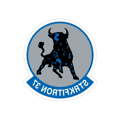VFA 37 Ragin' Bulls STRKFITRON 37 (U.S. Navy) REVERSE PRINT Transparent Die-Cut STICKER 6 Inch Die-Cut Transparent - The Sticker Space