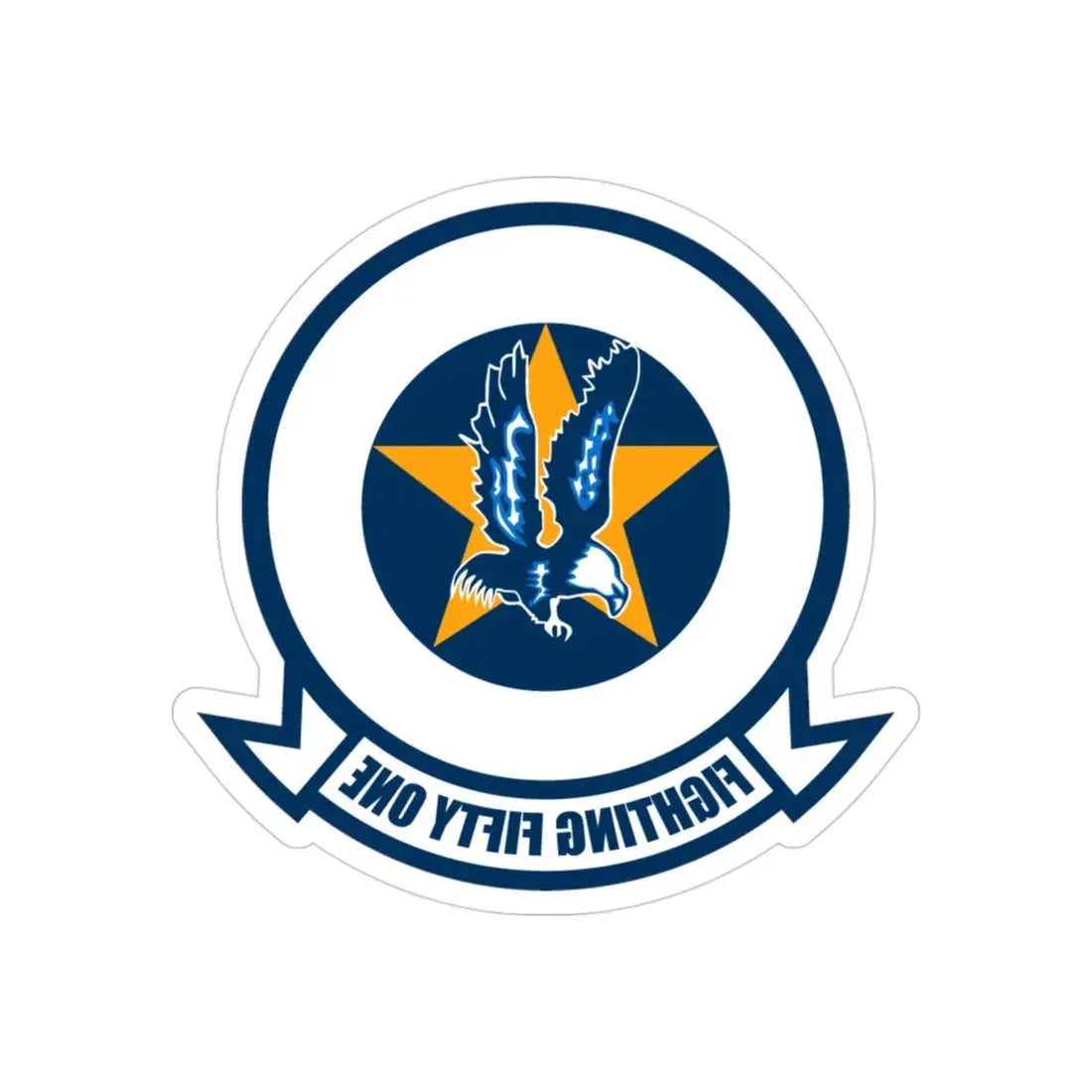 VFA 51 Fighting Fifty One (U.S. Navy) REVERSE PRINT Transparent Die-Cut STICKER 3 Inch Die-Cut Transparent - The Sticker Space